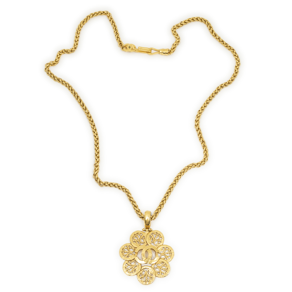 Chanel CC Arabresque Flower Pendant Necklace